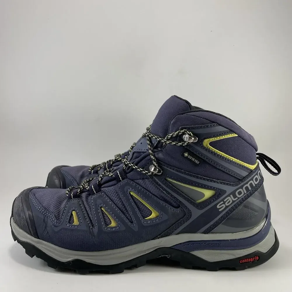 Salomon X Ultra 3 Mid GTX Womens Size 9 Blue Waterproof Hiking Boots Gore-Tex